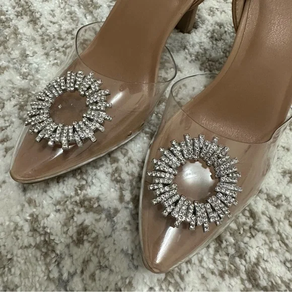 a new day Nude Clear Slingback Heels with Crystal Brooch - Picture 4 of 5
